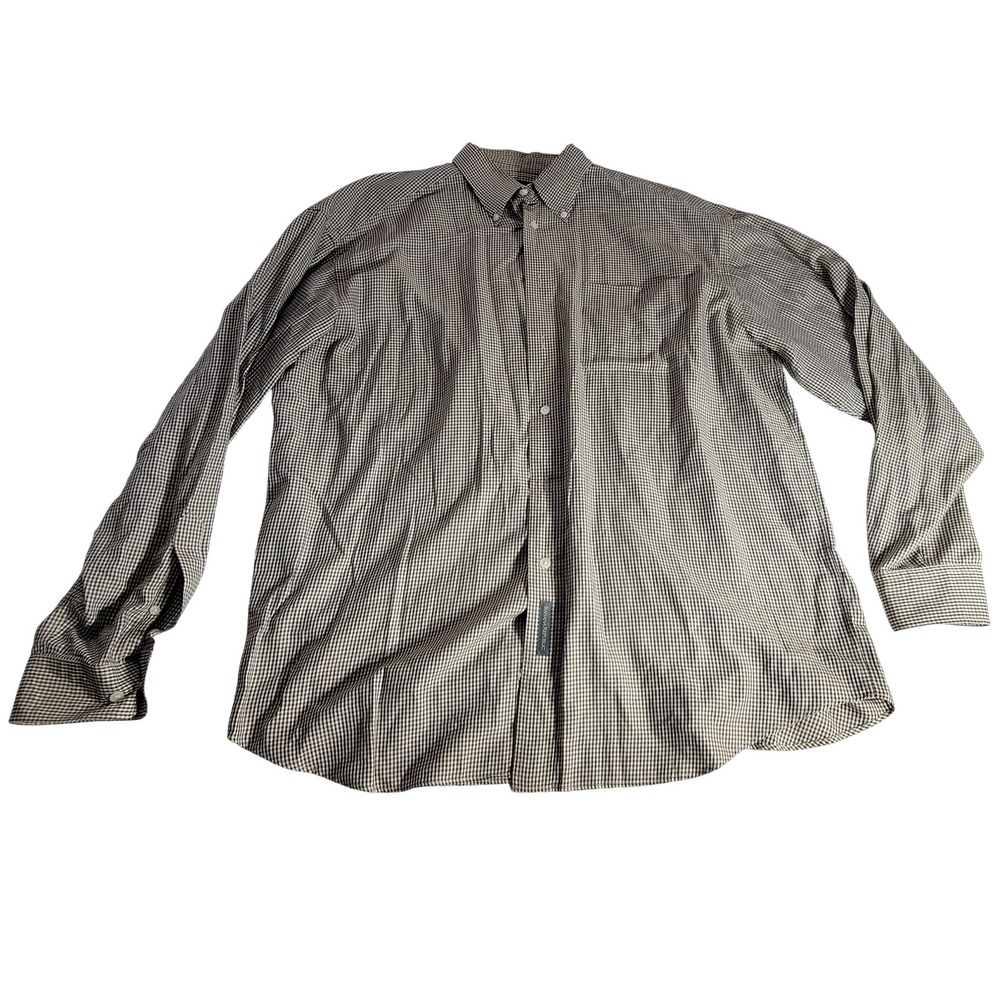 Banana Republic Mens XL Brown Gingham Micro Check Cotton Button Down Shirt